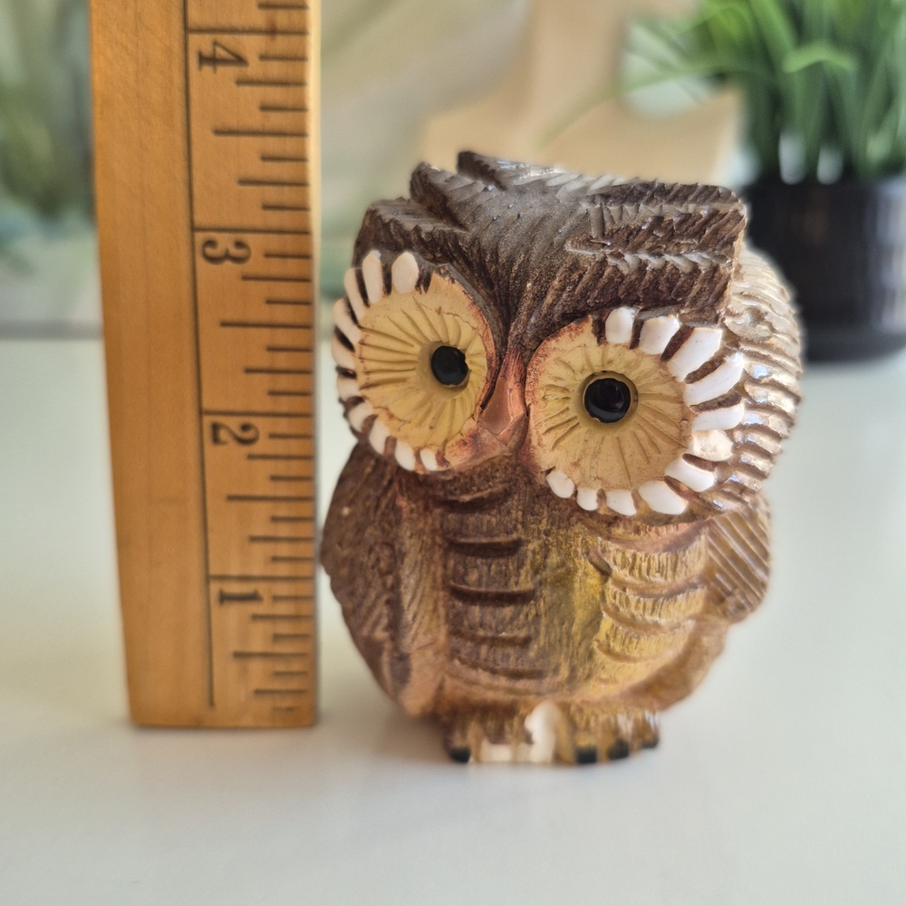 Vintage Artesania Rinconada Owl Figurine Hand Carved and Painted READ